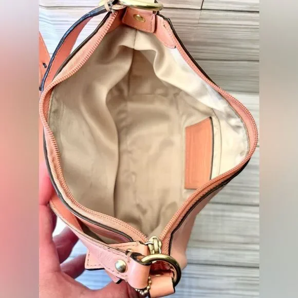 07-Coach 43723 Kristin Top Handle Peach Leather Shoulder Bag and Wallet Set - Picture 7 of 12